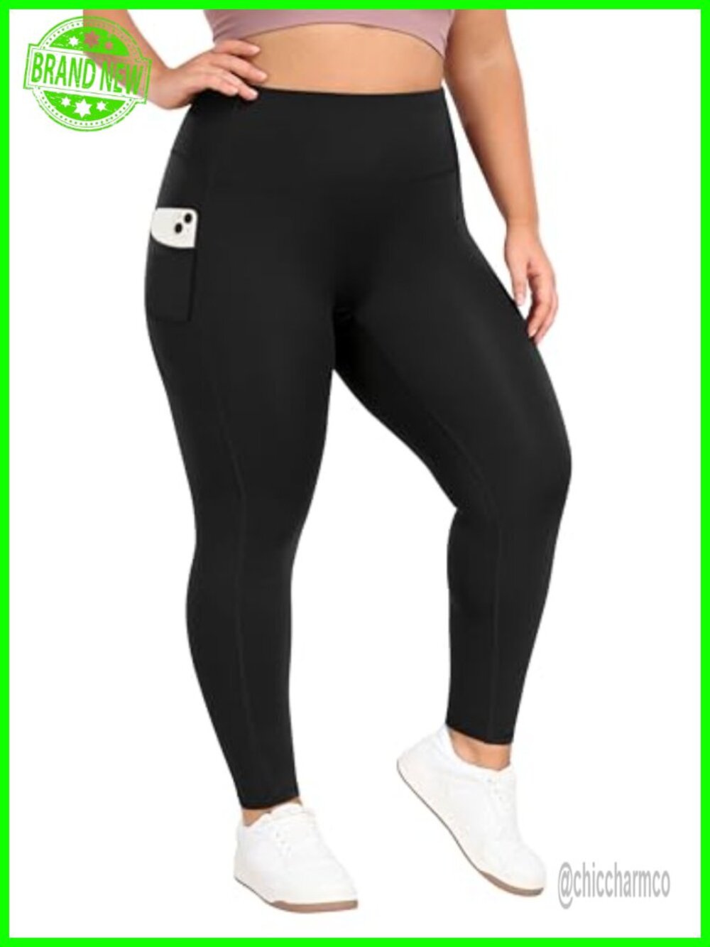 Plus Size Leggings with Pockets High Rise Tummy Control Yoga Pants
